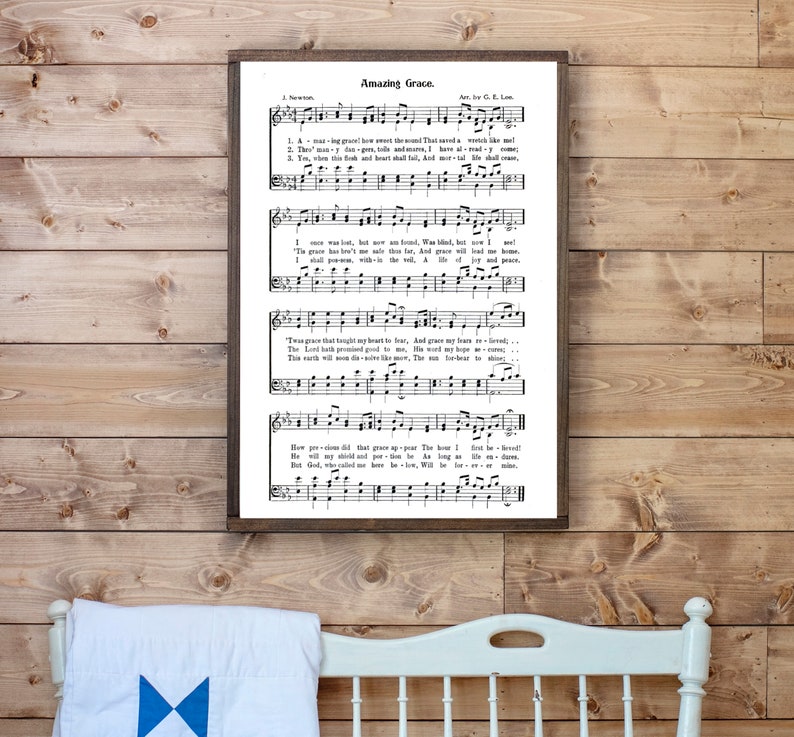 Amazing Grace Sign  Song Lyric Gift  Amazing Grace Sheet image 7