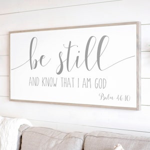 Be Still and Know That I Am God Sign Be Still and Know Scripture Wall Art Bible Verse Sign Be Still Framed Wood Signs 046 image 7