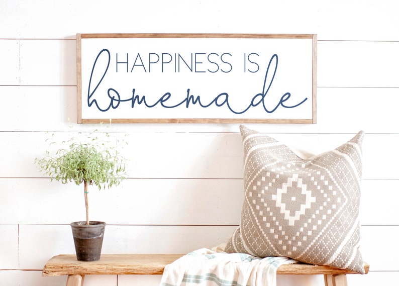 Happiness is Homemade Sign Home Decor Sign Happiness is Homemade Living Room Wall Decor Handmade Wood Sign Framed Sign 050 image 5