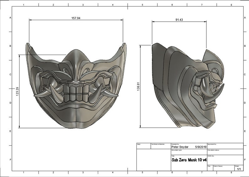 Mortal Kombat 11 Sub Zero Mask 3D Model STL File image 3
