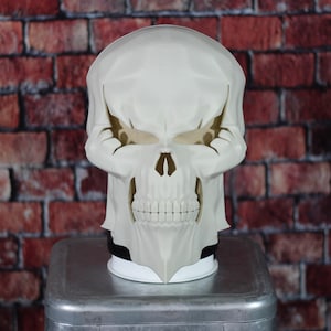Raw 3D Printed Skull Helmet: Unfinished PLA Mask