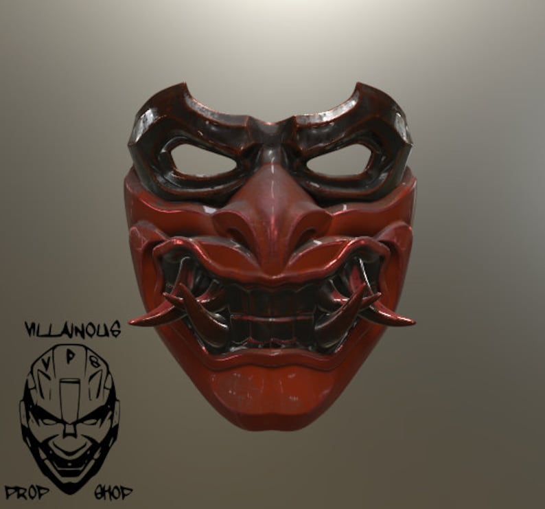 Oni Red Hood Mask oni Mask Etsy