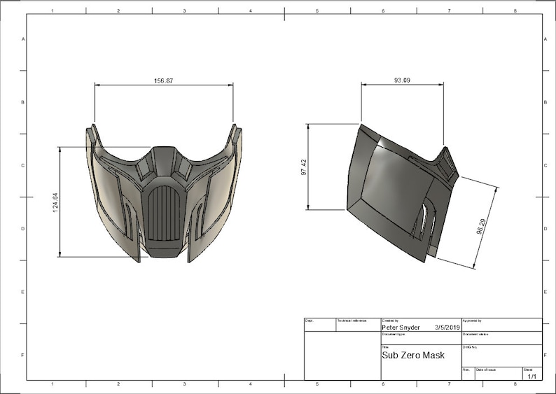 MK 11 Sub Zero Mask 3D Model STL Files