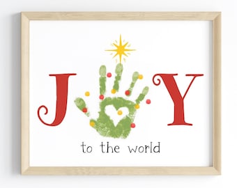 Christmas handprint Joy to the world My first Christmas craft holidays art winter gift keepsake DIY activity kids children toddler baby