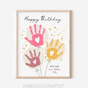 Alles Gute zum Geburtstag handabdruck Kunst Geschenk Andenken Luftballons Blumenstrauß Handwerk DIY Kinder Kinder Kleinkind Baby Vorschule druckbar