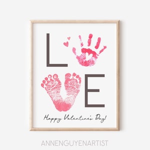 Amore San Valentino handprint arte artigianato classe attività mamma nonna fai da te bambini bambini bambino bambino aula asilo nido prescolare stampabile