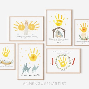 Natale cristiano bambini artigianato scuola domenicale impronte delle mani arte Natività 6 festività citazioni della Bibbia attività fai da te bambini bambini piccoli stampabile