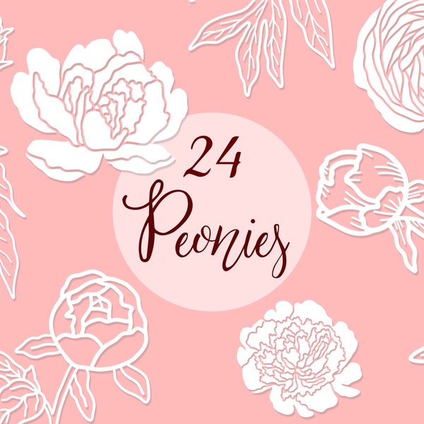 Peony Flowers svg bundle peonies svg  floral flower clipart svg png eps cut files set cricut glowforge laser svg wedding birthday botanical