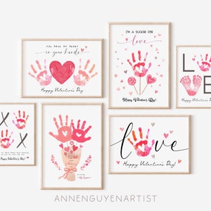 Saint Valentin empreinte de main art Bundle Love XoXo artisanat maman grand-mère bricolage imprimable artisanat enfants enfants bébé tout-petit garderie activité en classe