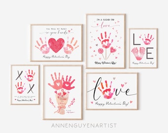 Valentines day handprint art Bundle Love XoXo craft Mom grandma DIY printable craft kids children baby toddler daycare classroom activity