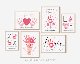 Saint Valentin empreinte de main art Bundle Love XoXo artisanat maman grand-mère bricolage imprimable artisanat enfants enfants bébé tout-petit garderie activité en classe