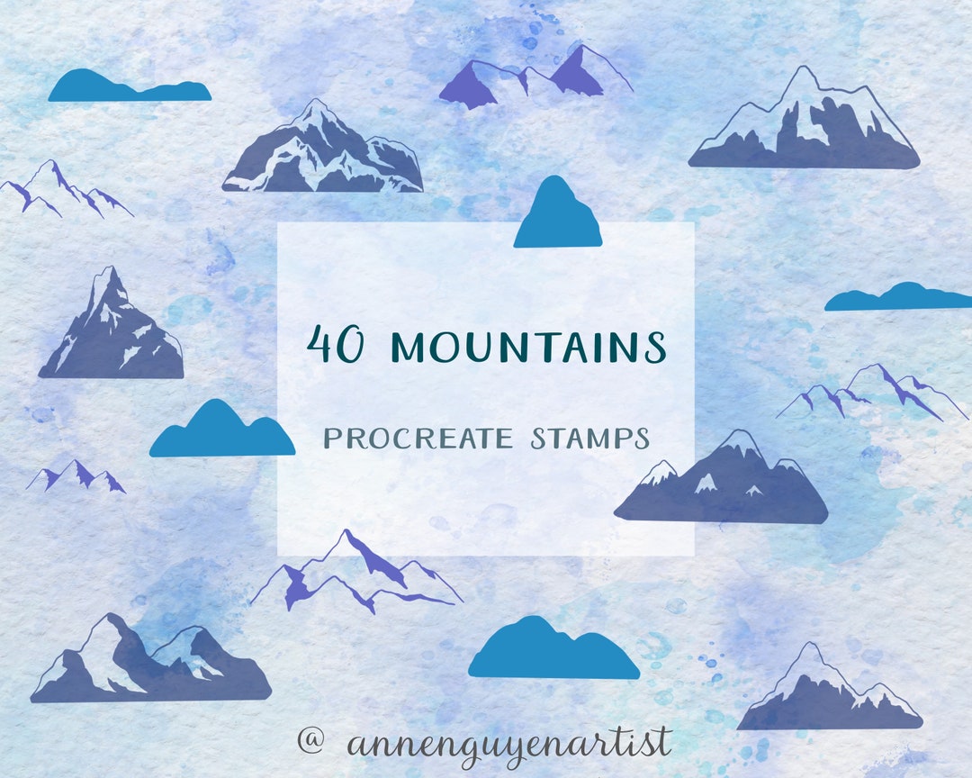 Procreate Mountains Silhouette Stamps Brushset , Digital Stamp Clipart ...