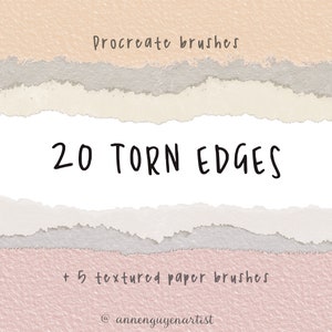 Procrea pennelli di carta con bordo strappato procrea francobolli di gomma pennelli strappati carte texture sfondo pianificatore digitale adesivi moodboard