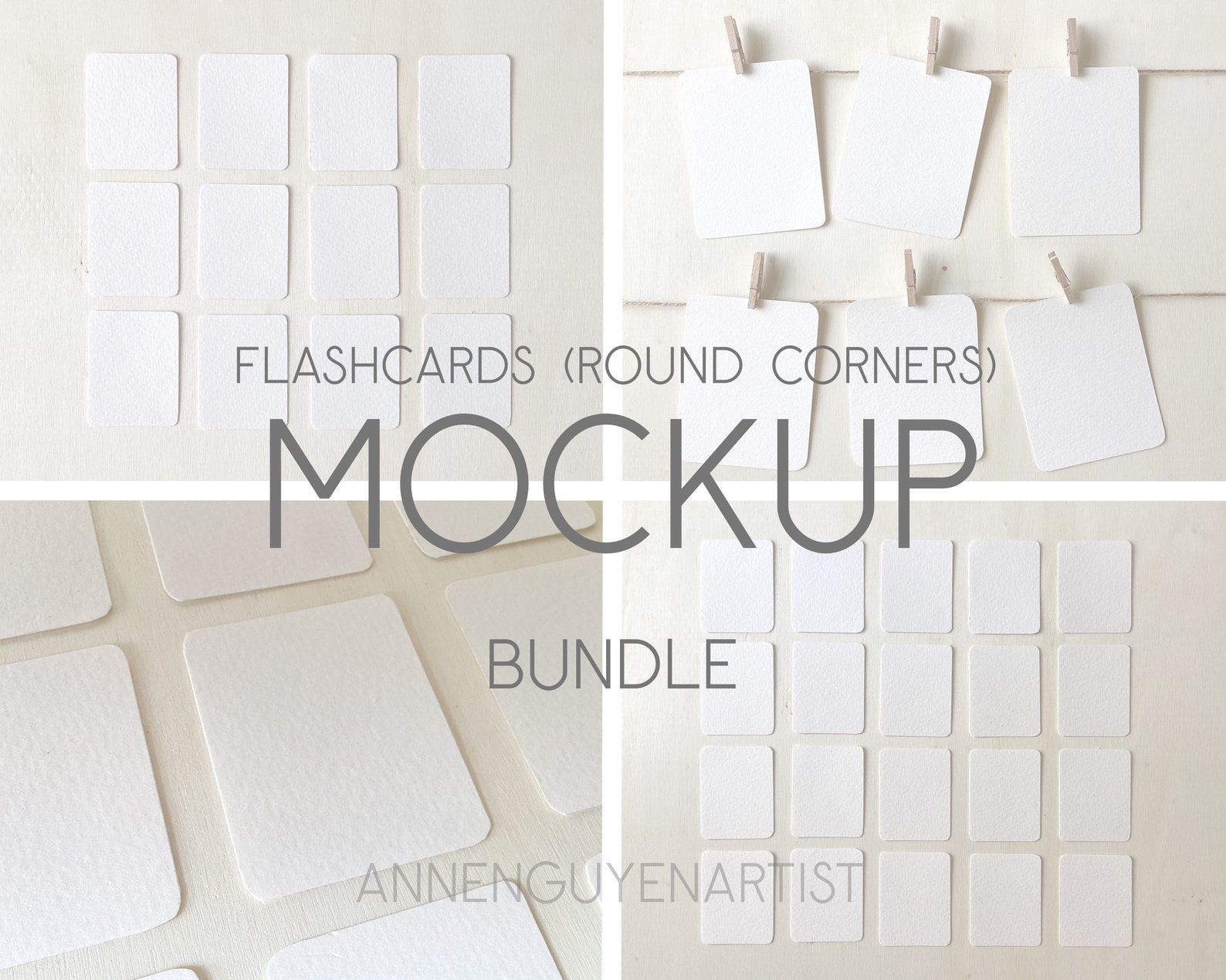 Flashcard Mockup Rounded Corners Bundle Flash Card Minimal Etsy