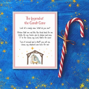 Christmas craft Legend of the Candy Cane holder Jesus Christian Gift tag treats favor church poem nativity ministering printable 3.5x4.5&quot;