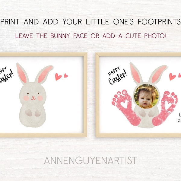 Happy Easter handprint art footprint Spring bunny babies photo DIY gift keepsake craft activity kids children toddler baby preschool daycare