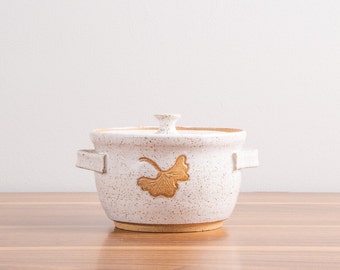 White Handmade Ceramic Soup Crock Covered Mini Casserole Lidded Stoneware Bakeware Ceramic Cookware Onion Soup Crock IN STOCK
