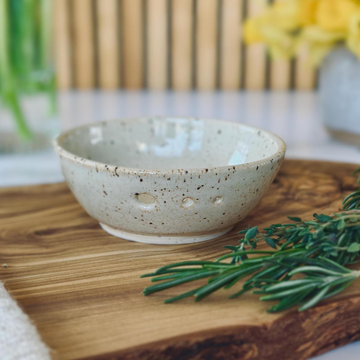 Handmade Speckled Ginkgo Ceramic Herb Stripper Bowl / Small Ceramic Kitchen Tool for Fresh Herbs / Wheel Thrown Ceramic Gift - Etsy