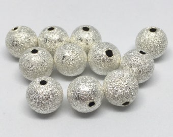 10 Perles en métal dépoli 10 mm