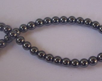 50 hematite pearls 4 mm