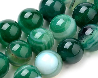 100 natural Agates pearls 6 mm - green-