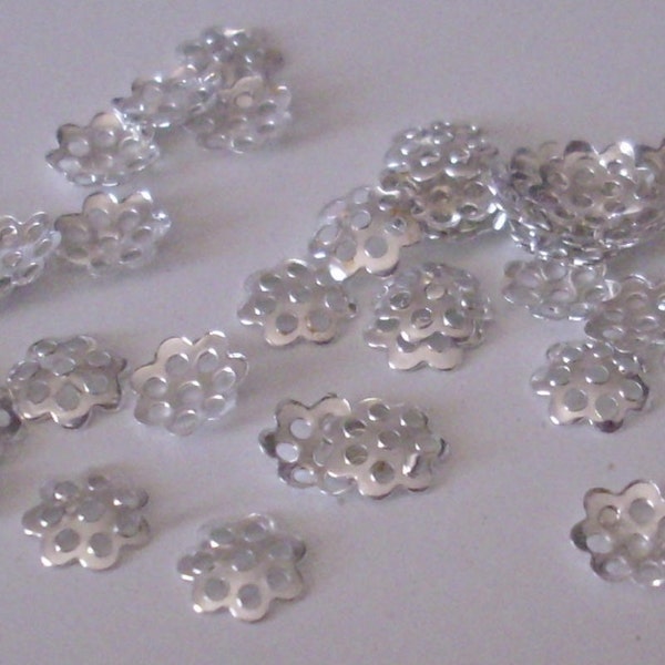 500 CALOTTES argentées 6 mm - beads caps