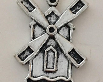 Pendentif/breloque MOULIN metal argenté