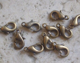 10 Fermoirs mousqueton 10x6 mm BRONZE