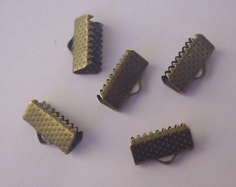 50 embouts à écraser pour cordon - griffes - 13x7 mm bronze