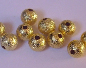 10 Frosted metal beads 8 mm gold