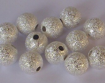 10 Frosted metal beads 8 mm