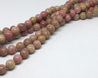 100 rhodonite beads 8 mm pink