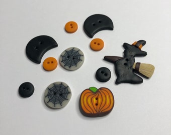 Lot de 11 boutons fait main Halloween - bouton fimo - pâte polymère