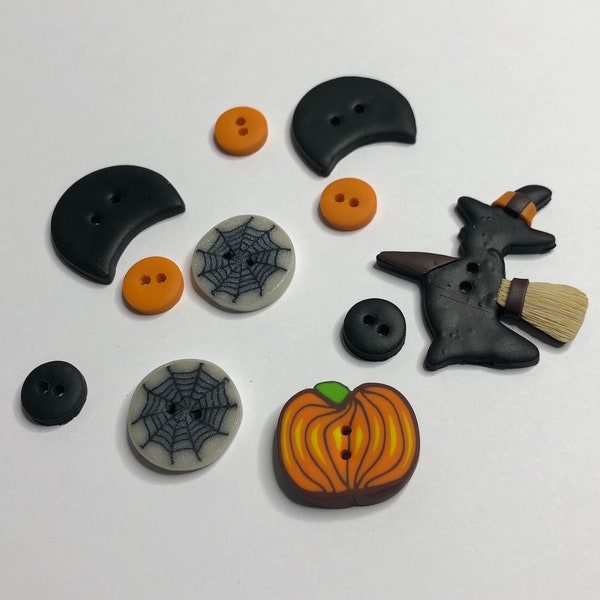 Lot de 11 boutons fait main Halloween - bouton fimo - pâte polymère