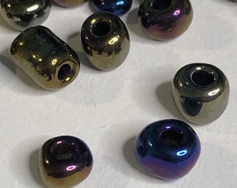 100g rock beads 6/0 - metallic and iridescent effect