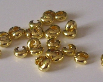 100 Cache perles à écraser dorés 3mm - crimp beads covers