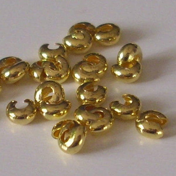 100 Gold crushing pearl cover 3mm - crimp beads covers