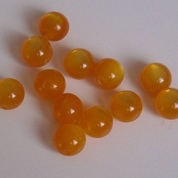 20 perles "oeil de chat" 8 mm - orange