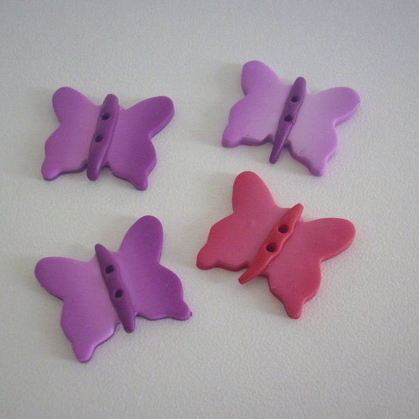 Lot fimo PAPILLON buttons - handmade button in fimo polymer paste