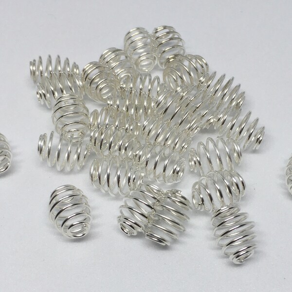 50 PERLES SPIRALES CAGES 10x8 mm