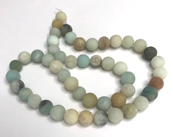 45 round frosted pearls AMAZONITE (x45 pearls) 8mm