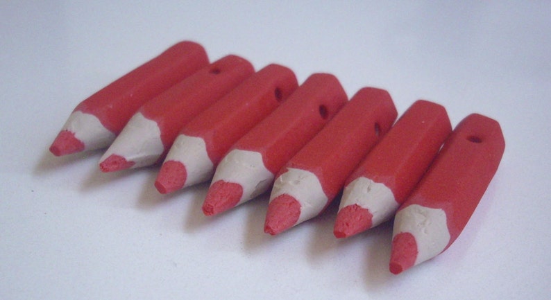 Perle artisanale en pâte polymère fimo gros crayon 4 x 0,8 cm x1 image 4