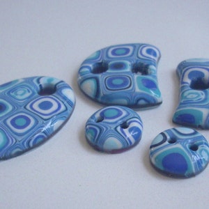 Artisanal beads in fimo polymer clay x5 handmade creation image 1