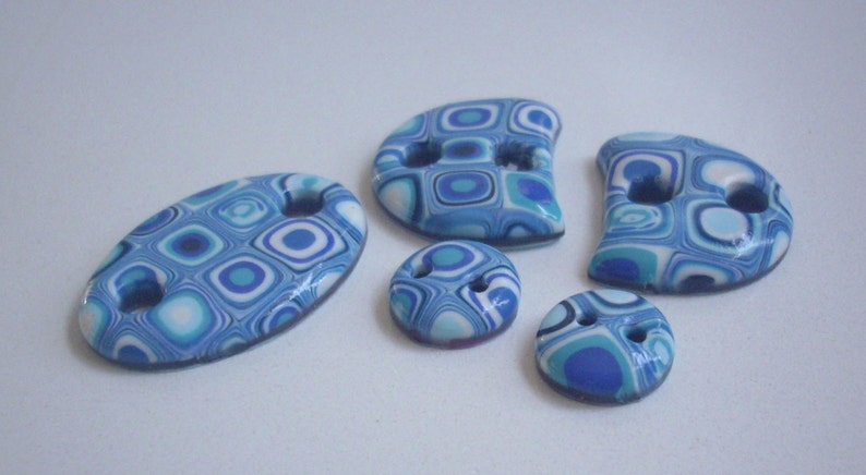 Artisanal beads in fimo polymer clay x5 handmade creation image 1