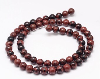 20 mahogany obsidian pearls - 8 mm