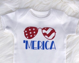 Merica Body, 4. Juli, Amerika Body®, Baby Geschenk, Sommer Baby, Individuelles® Body, 4. Juli Onesie®, Juli Baby, Baby Mädchen