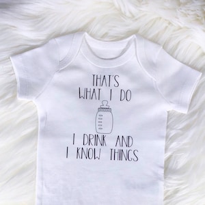 I Drink and I Know Things Bodysuit, Funny Bodysuit, Custom Bodysuit, Baby Gift, Baby Shower, infant clothing, child clothing