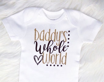 Daddy's Whole World Bodysuit, T-Shirt, Daddy's Girl, Baby Girl, Baby Shower, Baby Gift, Baby girl Onesie®, Daddy's Girl Onesie®