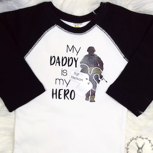 My Daddy Is My Hero, baby girl, personalized Onesie®, baby boy, military Onesie®, military baby, army, marines, navy, Air Force