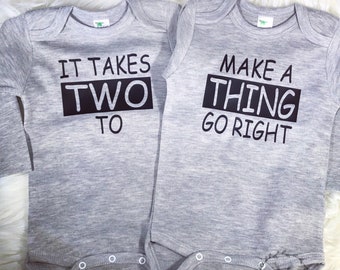 It Takes Two Twins Bodysuit, Baby Gift, Twin Set, Twins, Baby Shower, Funny Bodysuit, Infant Clothing